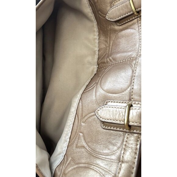 Vintage Coach Gallery Embossed Leather Women’s Tote F20742 Brass Copper Brown - Picture 12 of 14
